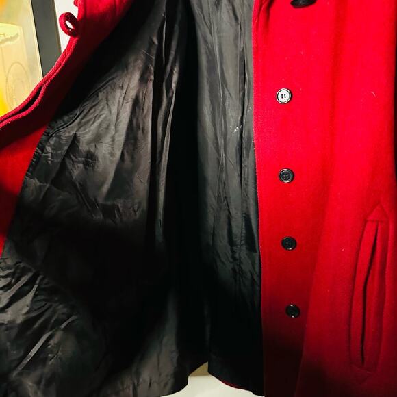 Vintage Portrait Red Wool Blend Sweater Cuff Button Front Jacket Size Medium - Picture 11 of 11